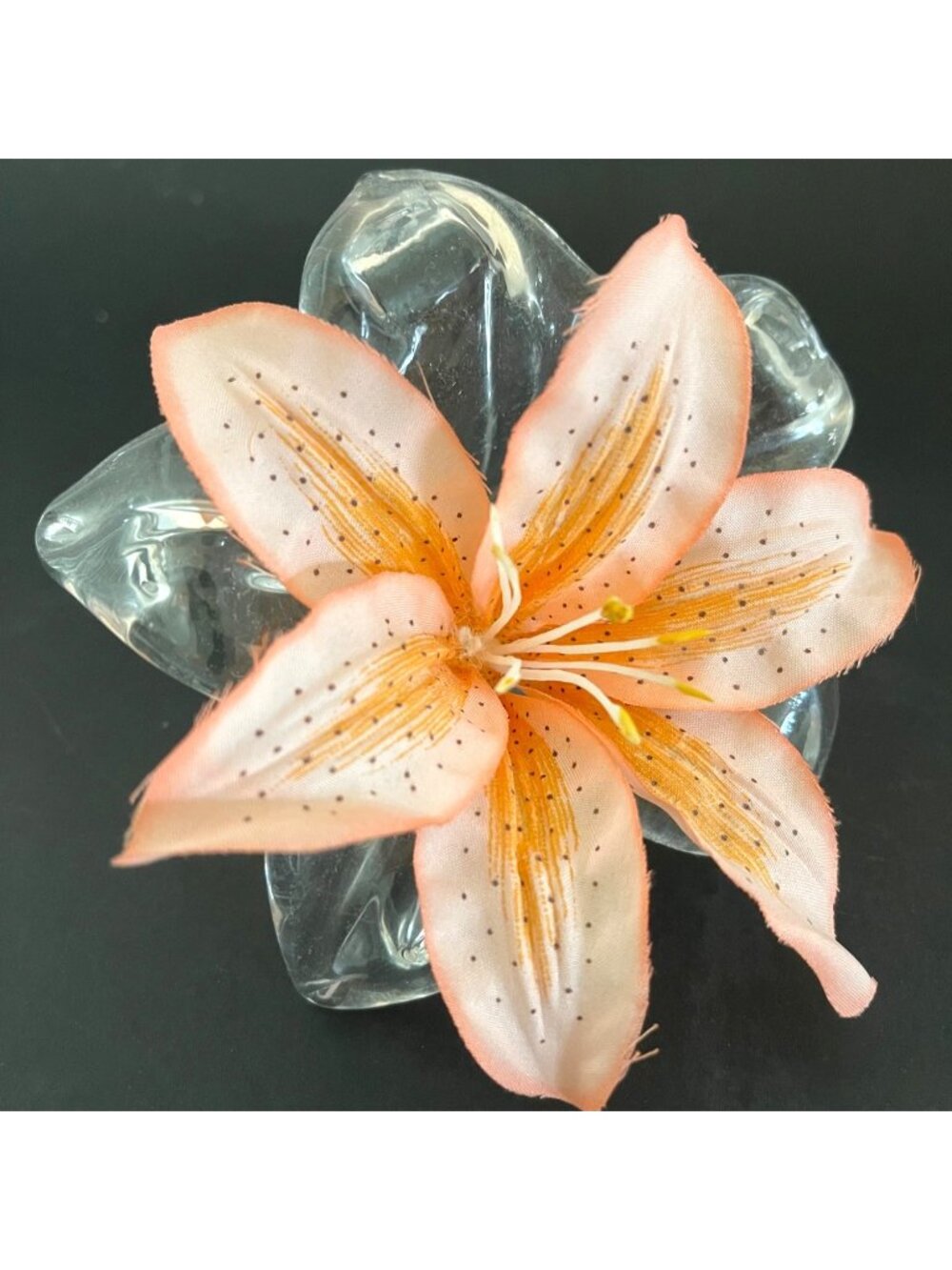 Vintage Hand Blown Flower Bud Vase Glass Amaryllis Side Lying Stem Trumpet Lily - Picture 8 of 8